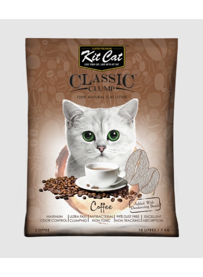 Kit Cat Super Premium Classic Clump Coffee Flavor 100% Natural Bentonite Cat Litter 10L Pack - Image 1